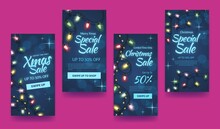 Gradient Christmas Banners Collection Abstract Design Vector Illustration