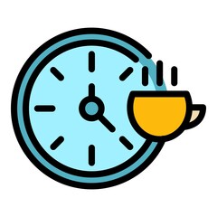 Poster - Lunch hour icon. Outline lunch hour vector icon color flat isolated