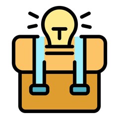 Poster - Idea suitcase icon. Outline idea suitcase vector icon color flat isolated