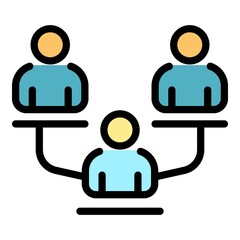 Poster - Human cooperation icon. Outline human cooperation vector icon color flat isolated