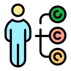 Poster - Contribution work icon. Outline contribution work vector icon color flat isolated
