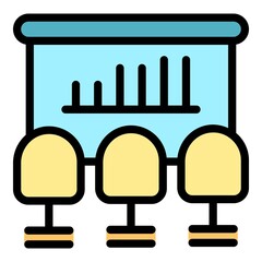 Poster - Contribution meeting icon. Outline contribution meeting vector icon color flat isolated