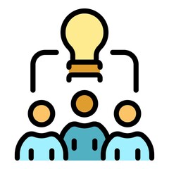 Poster - Crowd cooperation icon. Outline crowd cooperation vector icon color flat isolated