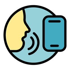 Poster - voice command icon. outline voice command vector icon color flat isolated