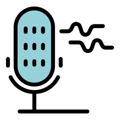 Poster - Voice recorder icon. Outline voice recorder vector icon color flat isolated