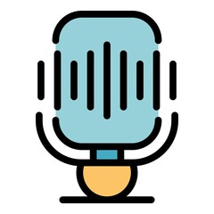 Poster - Mike voice recording icon. Outline mike voice recording vector icon color flat isolated