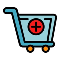 Poster - Shopping cart icon. Outline shopping cart vector icon color flat isolated