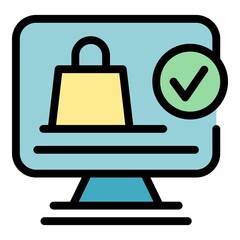 Poster - Shopping done icon. Outline shopping done vector icon color flat isolated