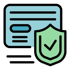 Poster - Secured credit card icon. Outline secured credit card vector icon color flat isolated