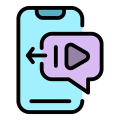 Poster - repost video icon. outline repost video vector icon color flat isolated