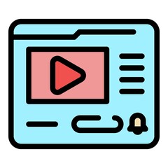 Poster - Video subscribe icon. Outline video subscribe vector icon color flat isolated