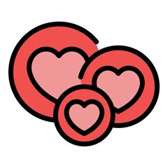 Poster - Subscribe hearts icon. Outline subscribe hearts vector icon color flat isolated