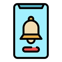 Poster - Bell notification icon. Outline bell notification vector icon color flat isolated