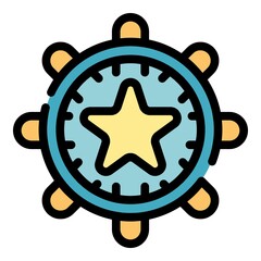 Poster - Self-esteem star wheel icon. Outline self-esteem star wheel vector icon color flat isolated