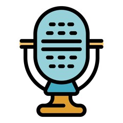 Poster - Record microphone icon. Outline record microphone vector icon color flat isolated