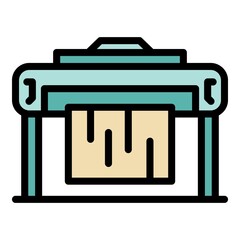 Poster - Wood warehouse icon. Outline wood warehouse vector icon color flat isolated