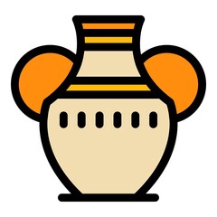 Poster - Amphora icon. Outline amphora vector icon color flat isolated