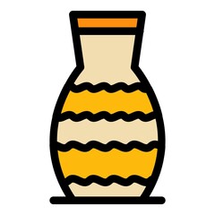 Poster - Jar amphora icon. Outline jar amphora vector icon color flat isolated