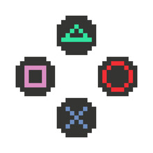 Graphic Joypad Arcade Game In Vector Icon Format And Gamepad Or Joystick Pixel Art
