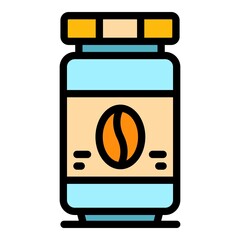 Sticker - Coffee jar icon. Outline coffee jar vector icon color flat isolated