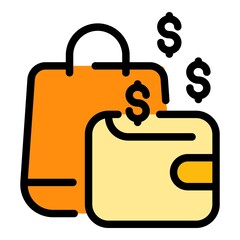 Poster - Marketing mix product icon. Outline marketing mix product vector icon color flat isolated