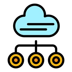 Poster - Cloud marketing solution icon. Outline cloud marketing solution vector icon color flat isolated