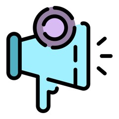 Poster - Advertising service icon. Outline advertising service vector icon color flat isolated