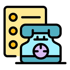 Poster - Phone checklist icon. Outline phone checklist vector icon color flat isolated