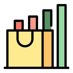 Poster - Market bars graph icon. Outline market bars graph vector icon color flat isolated