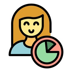 Poster - Happy customer icon. Outline happy customer vector icon color flat isolated