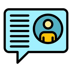Sticker - Chat target audience icon. Outline chat target audience vector icon color flat isolated