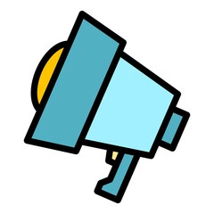 Poster - Megaphone target audience icon. Outline megaphone target audience vector icon color flat isolated
