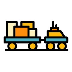 Poster - Airport luggage truck icon. Outline airport luggage truck vector icon color flat isolated