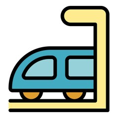 Poster - Subway train icon. Outline subway train vector icon color flat isolated