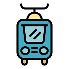 Poster - Tram icon. Outline tram vector icon color flat isolated
