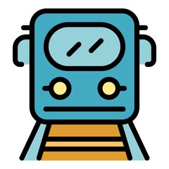 Poster - Public transport train icon. Outline public transport train vector icon color flat isolated