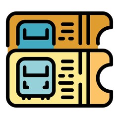 Sticker - Train tickets icon. Outline train tickets vector icon color flat isolated