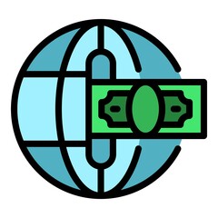 Poster - Premium global money transfer icon. Outline premium global money transfer vector icon color flat isolated