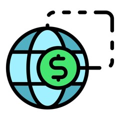 Sticker - Commerce money transfer icon. Outline commerce money transfer vector icon color flat isolated