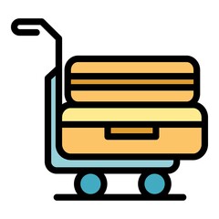 Sticker - Baggage trolley icon. Outline baggage trolley vector icon color flat isolated