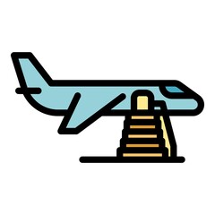 Poster - Aircraft boarding icon. Outline aircraft boarding vector icon color flat isolated