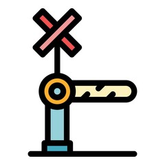 Poster - Security railroad barrier icon. Outline security railroad barrier vector icon color flat isolated