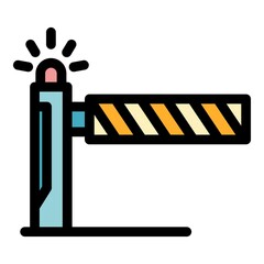 Poster - Warning railroad barrier icon. Outline warning railroad barrier vector icon color flat isolated