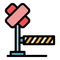 Poster - Closed roadrail barrier icon. Outline closed roadrail barrier vector icon color flat isolated