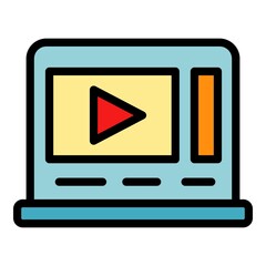 Poster - Multimedia editing icon. Outline multimedia editing vector icon color flat isolated