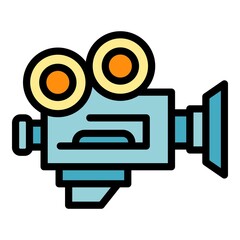 Poster - Video camera icon. Outline video camera vector icon color flat isolated
