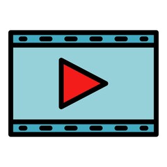 Poster - Clip movie icon. Outline clip movie vector icon color flat isolated