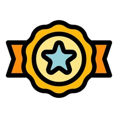 Poster - Emblem online voucher icon. Outline Emblem online voucher vector icon color flat isolated