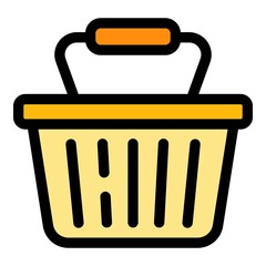 Poster - Plastic shop basket icon. Outline Plastic shop basket vector icon color flat isolated