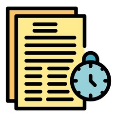 Aufkleber - documents time management icon. outline documents time management vector icon color flat isolated